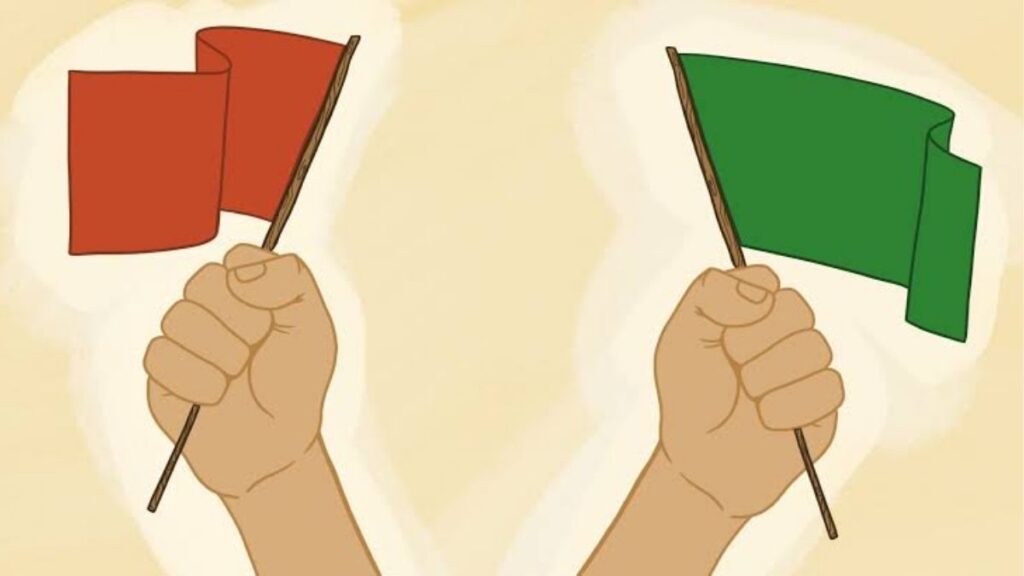 So sánh green flag và red flag trong tình yêu